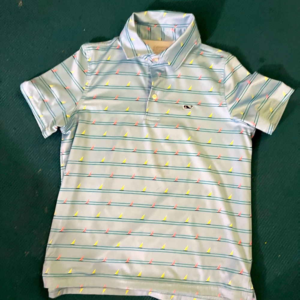 Vineyard Vines Kids Polo - Light Blue with Multicolor Stripes